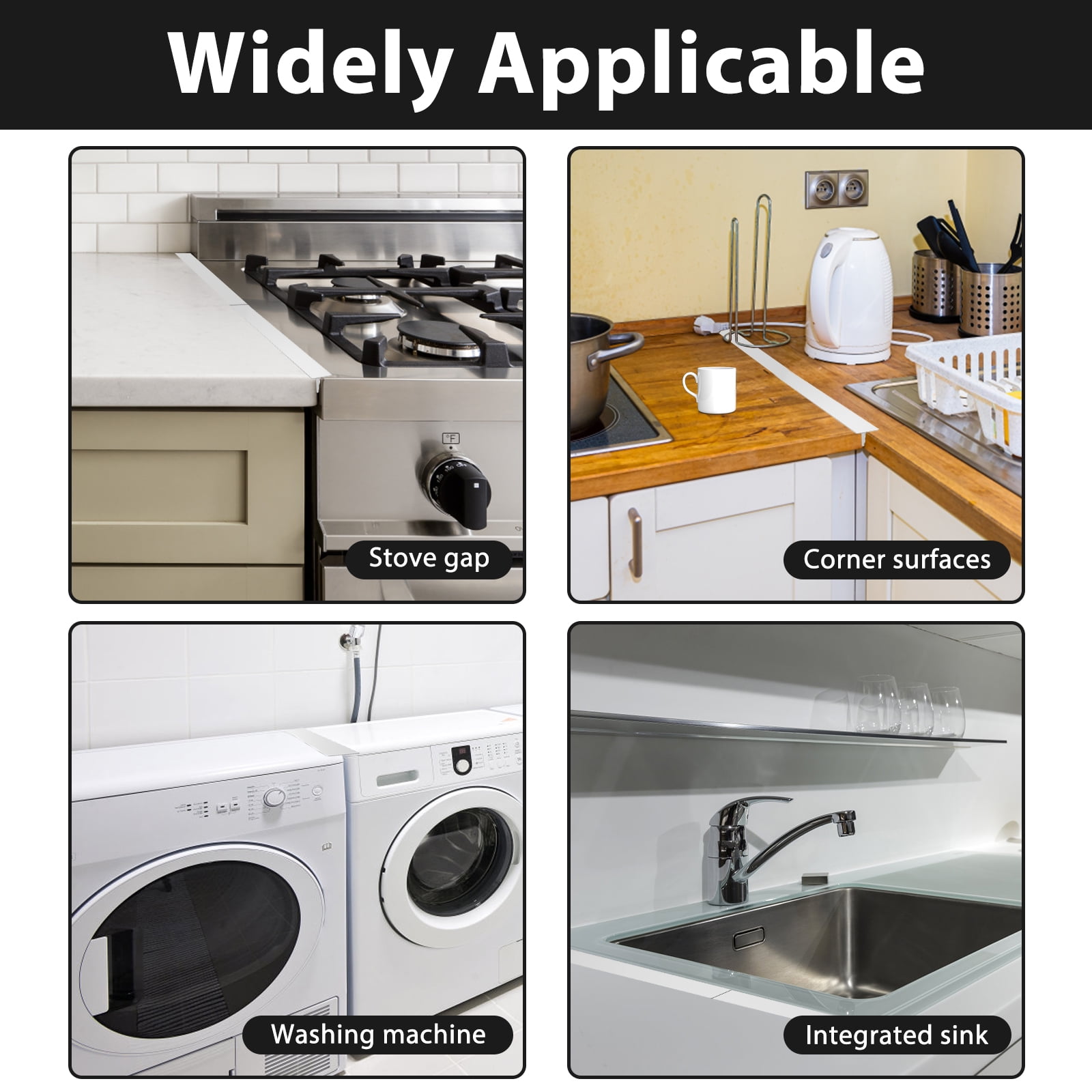 2Pcs Stainless Steel Stove Gap Covers Snug Fit Adjustable Length Oven Side Gap Fillers Anti Rust Heat Resistant Stove Counter Gap Fillers for Home Kitchen