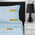 thumbnail image 4 of Superior 4-Count 85 GSM Light Blue Embroidered Trim Microfiber Bed Sheet Set, Full, 4 of 4