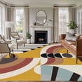 thumbnail image 3 of Geometric, Area Rug 5x7 FT, Non Slip Bedroom Throw Carpet, Abstract Black Middle Century Boho Yellow Red Stripes Washable Soft Floor Carpet Non-Shedding Rug for Dining Room Bedside Classroom Desk, 3 of 9