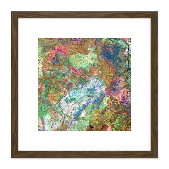 Watercolour Abstract Paint Bright 8X8 Inch Square Wooden Framed Wall Art Print Picture with Mount