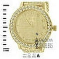 thumbnail image 4 of Analog Solitaire Bezel Real Diamond Dial Gold Canarey Tone Iced Out Custom Band Mens Luxury Solid Steel Back Watch W/Date, 4 of 6
