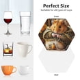 thumbnail image 6 of Naloa Modern Floral Guinea Pig Leather Coasters for Drinks, Durable Drink Coasters 4 Set for Tabletop Protection, Luxurious Home Décor and Housewarming Gift ( {designName})Hexagon, 6 of 6