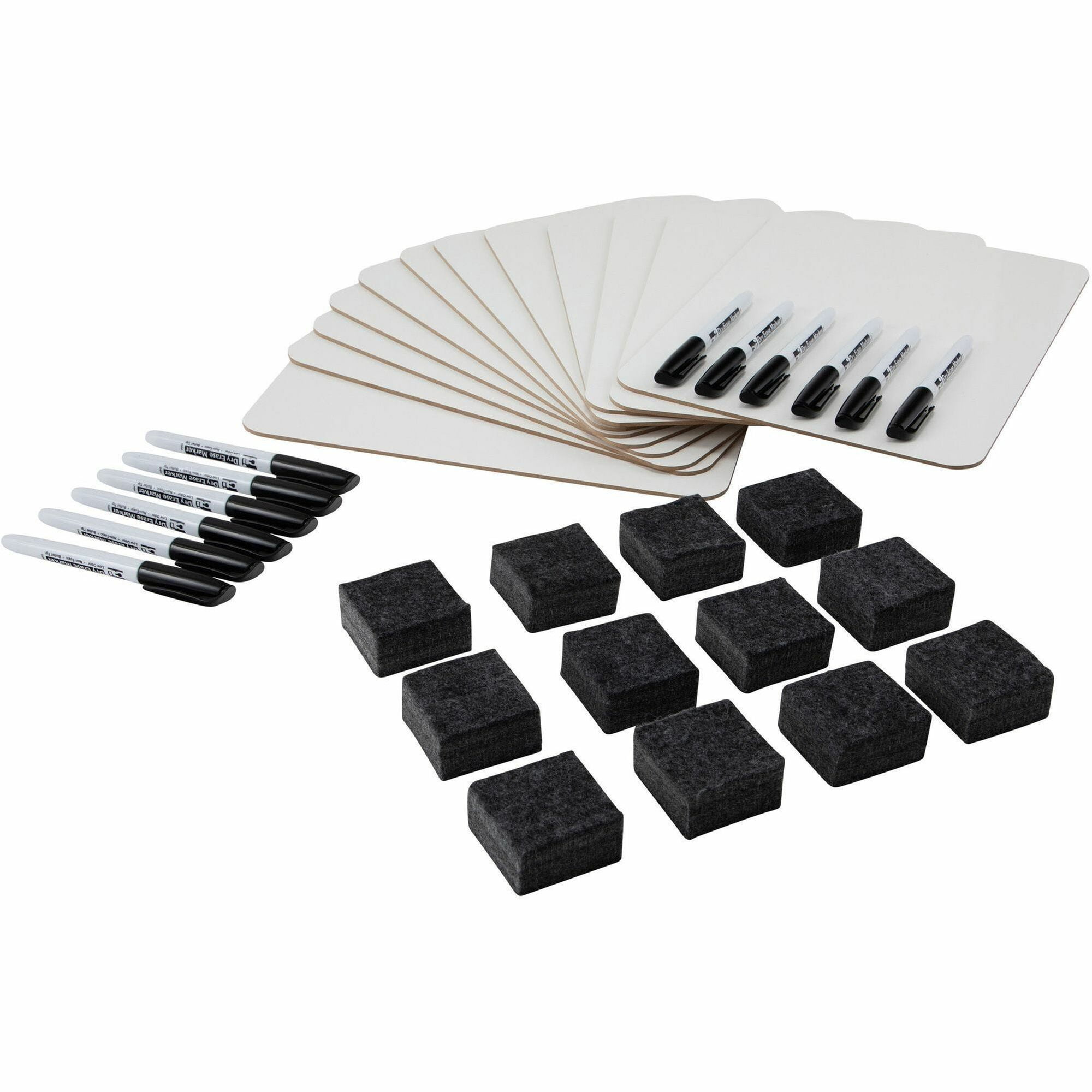 Charles Leonard Dry Erase Lapboard Class Pack includes 12 Each: One Sided- Plain, White Dry Erase Boards, 2x2" Felt Erasers & Low Odor, Black AP Certified Dry Erase Markers 36 Pieces/Box (35036)