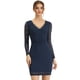 thumbnail image 1 of Mini vestido ajustado elegante de malla transparente de manga larga con encaje elástico para mujer Azul Marino S, 1 of 6