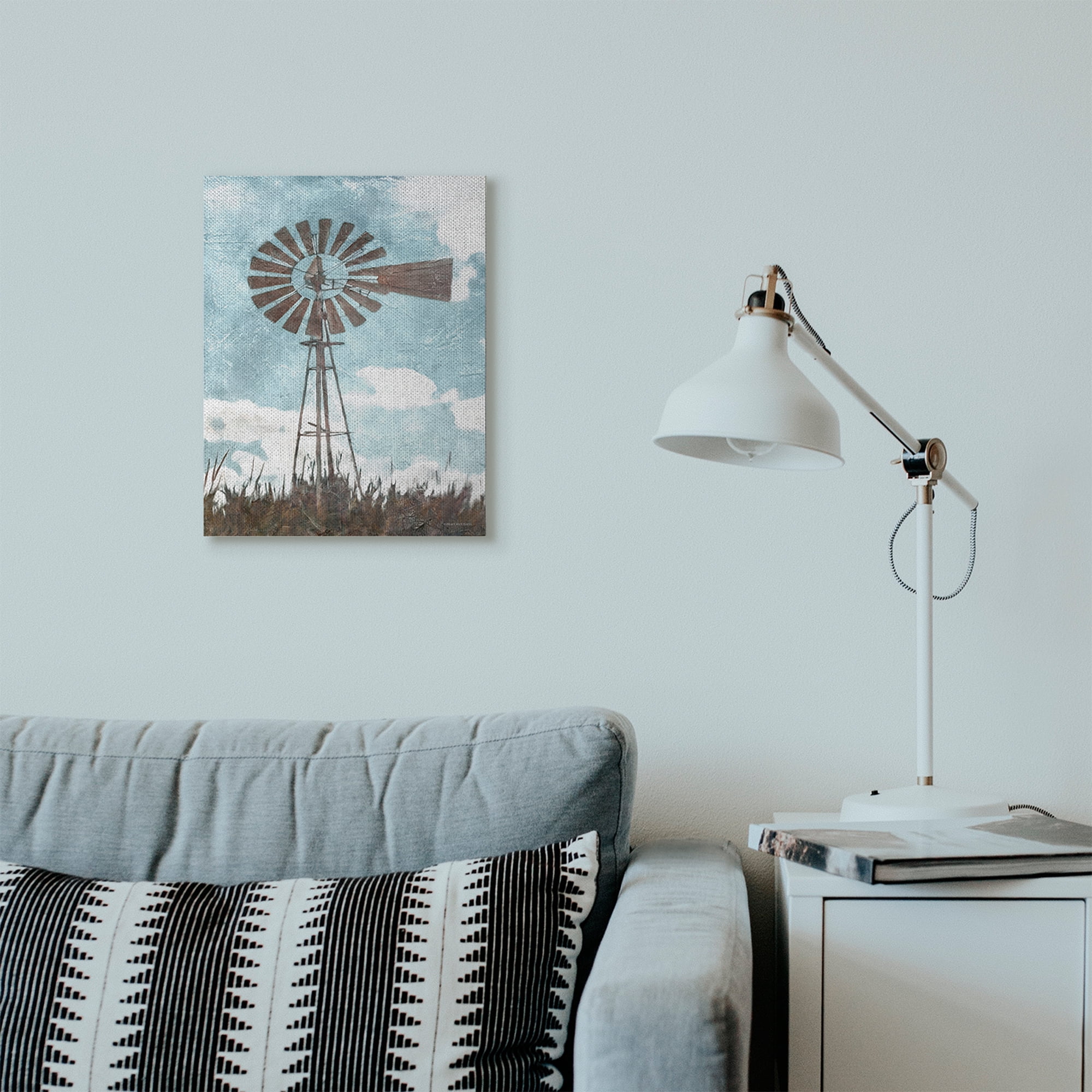 Stupell Home Décor Farm Windmill Blue Brown Painting Canvas Wall Art by Bluebird Barn