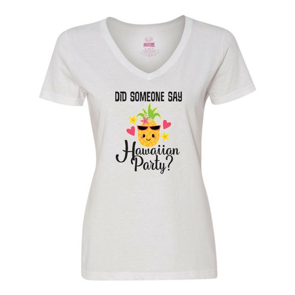 Inktastic Hawaiian Party Pineapple Women's V-Neck T-Shirt