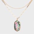 thumbnail image 1 of Abalone Hexagon Pendant Double Layered Necklace, 1 of 2