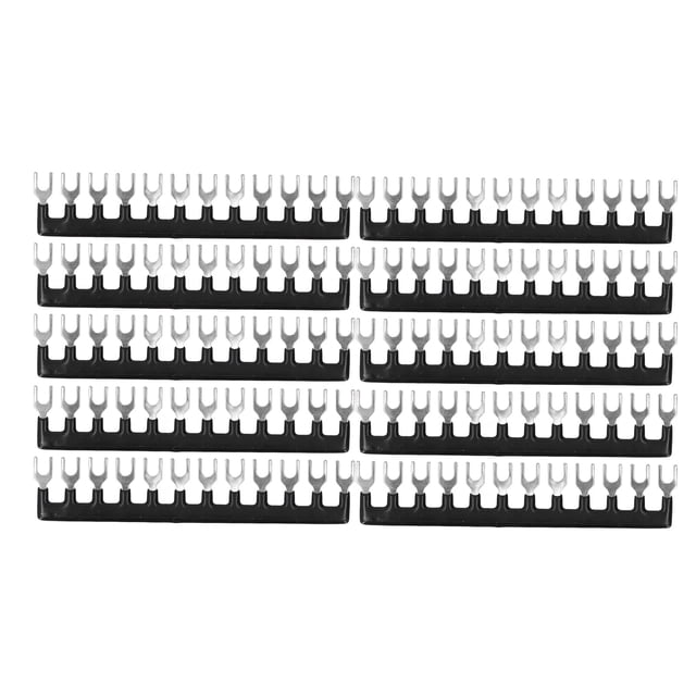 10 terminales tipo horquilla de 8 posiciones, tiras de barrera, bloque de rayas con preaislamiento, 400 V, 15 A, color negro, TB-1512