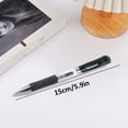 thumbnail image 3 of Preplabs 5 Pack Black Gel Pens 0.5mm Fine Tip, Quick Dry Smooth Ink, Clear Barrel with Anti-Slip Rubber Grip, Retractable Pens for Journaling, Note Taking, Teacher Supplies, 3 of 7