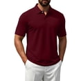 thumbnail image 3 of Men's Classic Short Sleeve Polo Shirt Solid Color Knit Collar Regular Fit Casual Business Top Breathable Comfortable Summer Wear Pullover Performance Shirts Tees, 3 of 5