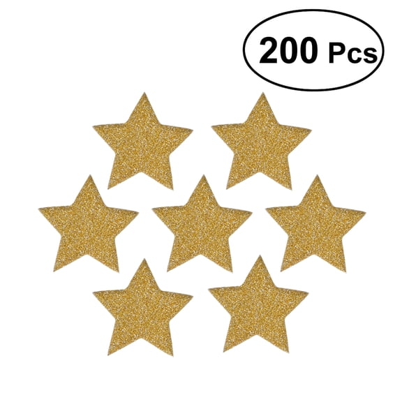 200pcs Glitter Five-pointed Stars Table Decorations Confetti Scatters for Wedding Party Decor 30mm (Golden)