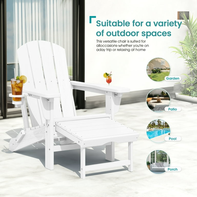 KINGYES Folding Adjustable Adirondack Chair with Retractable