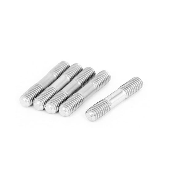 Uxcell M5x25mm 304 Stainless Steel Double End Threaded Stud Screw Bolt Silver Tone (5-pack)
