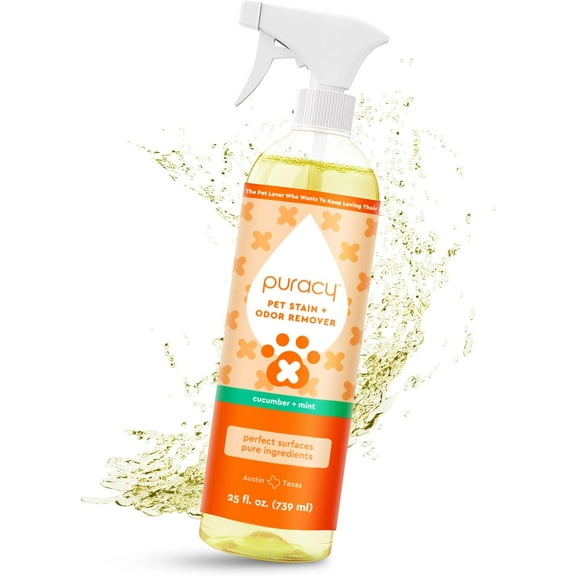 Pet Stain and Odor Remover - Enzyme Cleaner for Dog Urine and Poop Carpet - Cat Pee Enzyme for Cat Urine Cleaner Destroyer - Cucumber & Mint, 25oz
