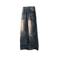 thumbnail image 4 of YLSDY Men's Vintage Wash Wide Leg Jeans, Button Waist, Relaxed Fit Denim Pants with Pockets for Daily & Streetwear Blue XXL, 4 of 5