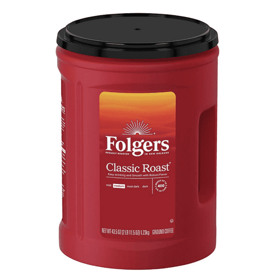 Folgers Classic Medium Roast Ground Coffee, 43.5 oz.