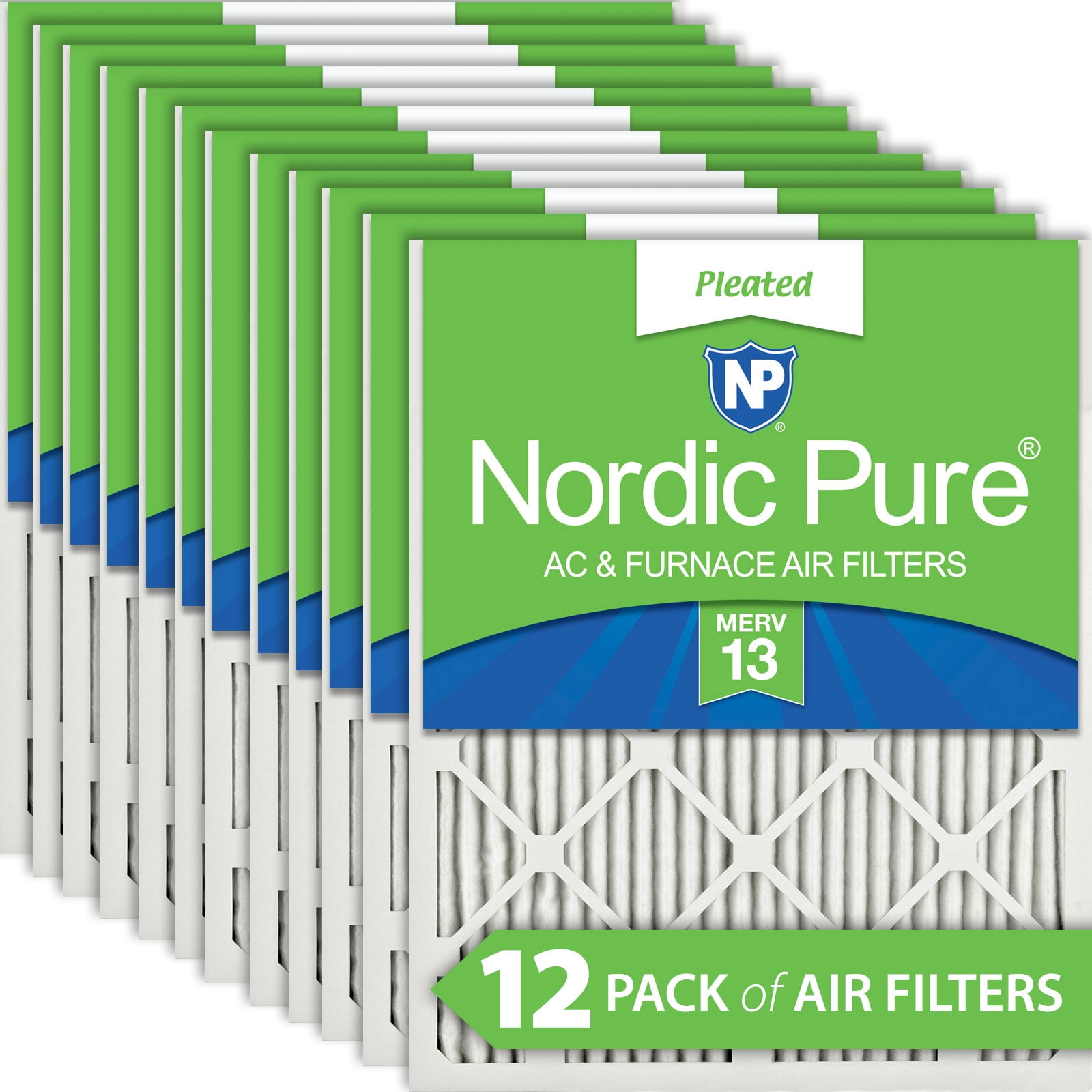 12 Piece Nordic Pure 20x24x1 MERV 10 Pleated Plus Carbon AC Furnace Air Filters 20 x 24 x 1