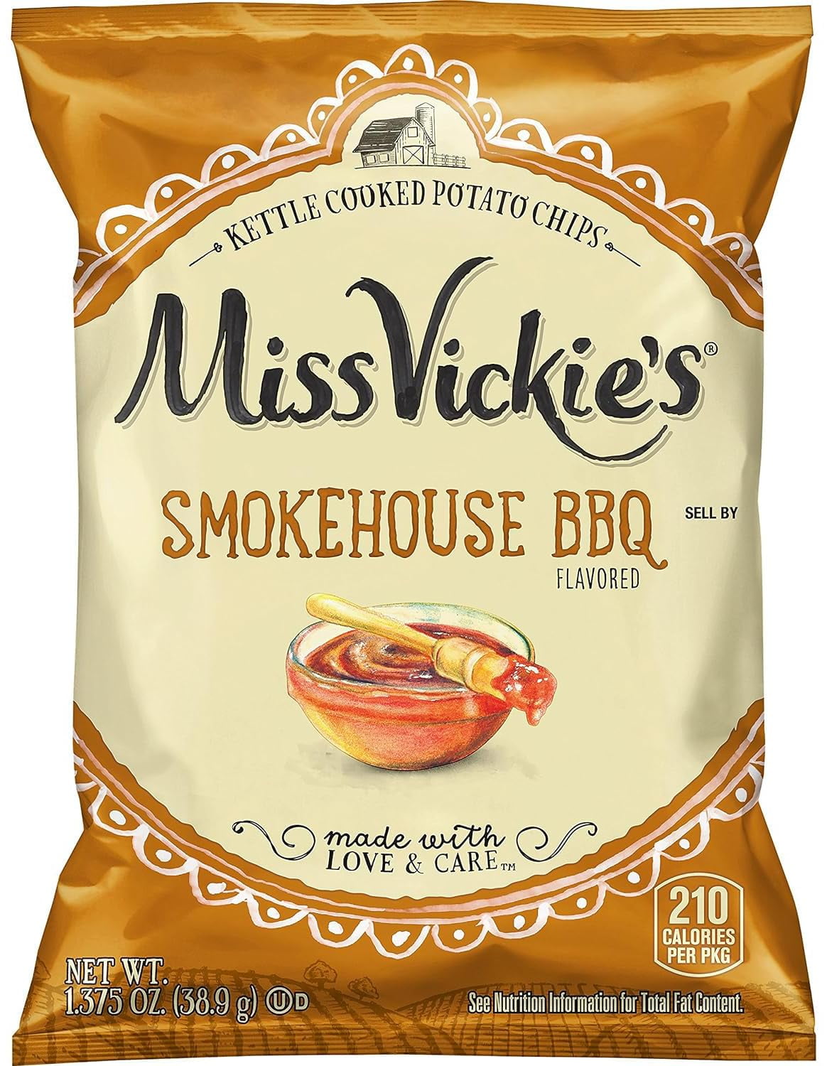 Kettle Cooked Potato Chips by Miss Vickie's Value Pack Bundled by SUPERDEALS | 1.375 Oz Bag | Smokehouse BBQ | Pack of 16 with mystery bonus gift