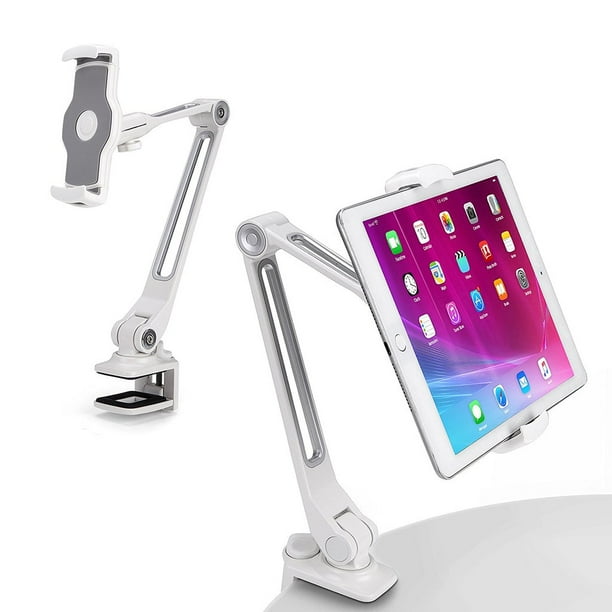 AboveTEK Sturdy iPad Holder, Aluminum Long Arm iPad Tablet Mount, 360