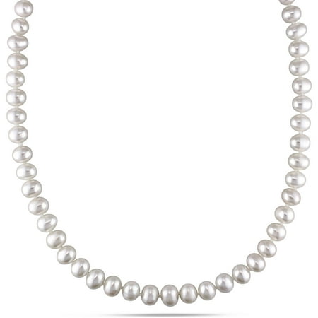 Miabella 6-7mm White Cultured Freshwater Pearl 14kt Yellow Gold Endless Strand Necklace, 18