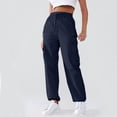 thumbnail image 2 of Women High Waist Cargo Pants Straight Leg Baggy Drawstring Trousers Workout Hiking Cargo Pants with Zipper Pockets, 2 of 5