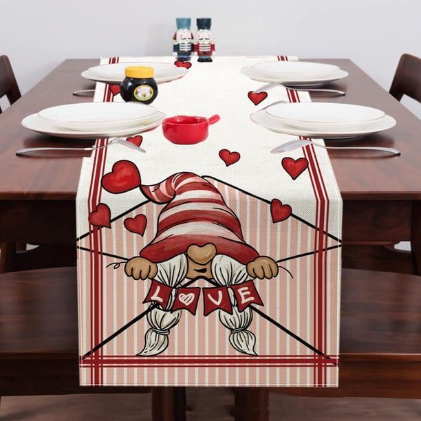 Mantel Super Suave Ganfancp Día de San Valentín 13X72 Pulgadas Largo Romántico Corazón Decoración