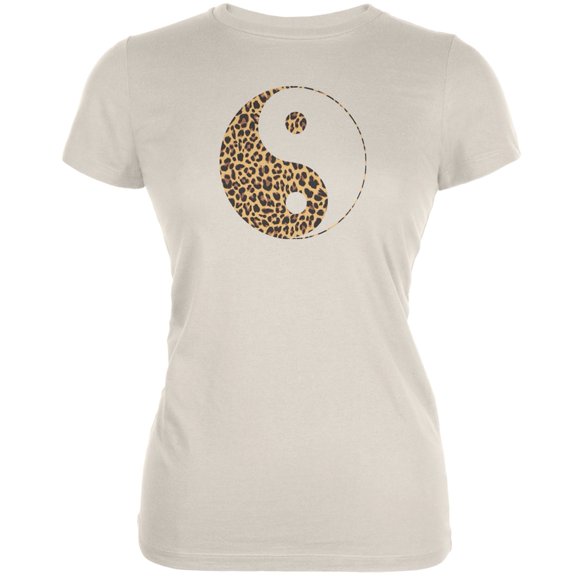 Cheetah Print Yin Yang Cream Juniors Soft T-Shirt