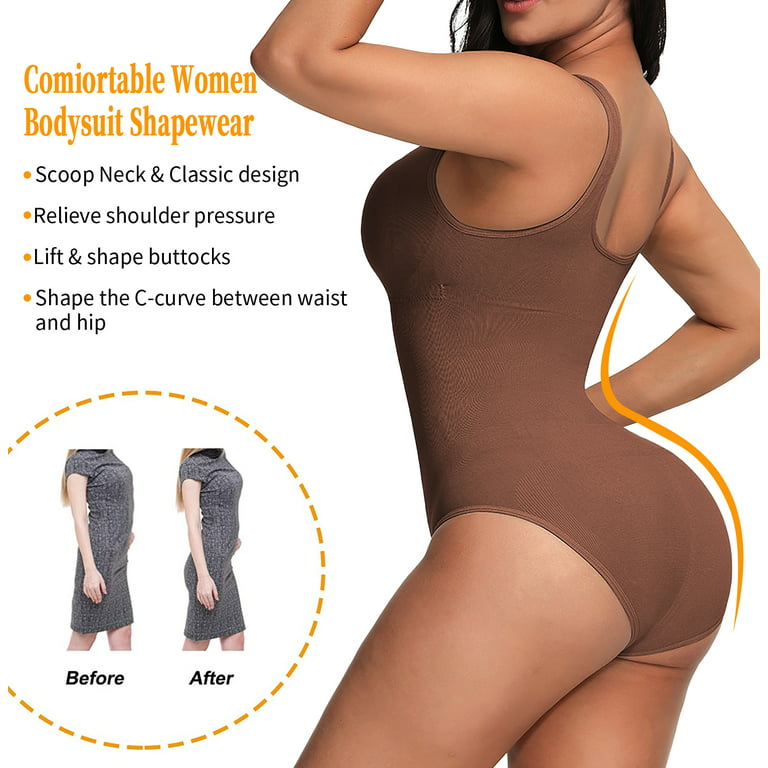 FITVALEN Women's Shapewear Bodysuit Tummy Control Thong Waist Trainer  Jumpsuit Slimming Bodysuits with Built in Bra Full Body Shaper Tops Leotard  