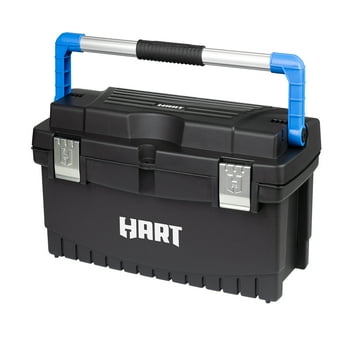 HART 26" Toolbox, Resin Tool Storage and Organization, Black with Blue Accents