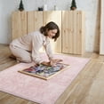 thumbnail image 4 of SPRINDAY Boho Pink Area Rug, 3'x5' Vintage Rugs for Entryway, Non-Slip Washable Distressed Carpet for Home Office Decor, 4 of 9