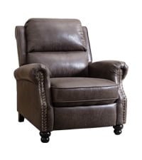 Ebello PU Leather Pushback Recliner Chair with Nailhead Trim - Vintage Style Push Back Lounge Chair for Bedroom & Living Room 350lbs Capacity, Dark Grey
