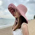 thumbnail image 1 of Zhuge Sombrero de pescador para mujer, de algodón, a cuadros, colorido, plegable, reversible, para viajes de verano (rosa), 1 of 4