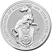 THE BRITISH ROYAL MINT 2021 U.K. 5 Pound Silver Queen's Beast White Greyhound of Richmond .9999 2 oz BU