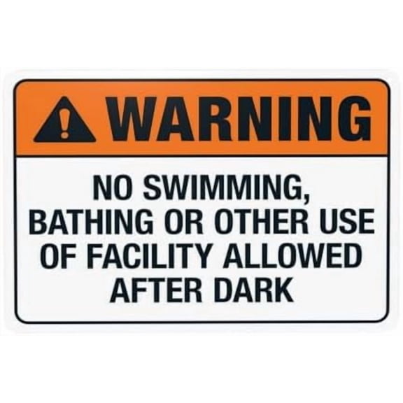 No Swimming,Bathing Or Other Of Facility Allowed After Dark Warning,Pool Rules Security Metal Signs for Home Busines Garage Street Wall Caution Decor 12 x 8 Inch