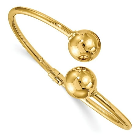 High Polish Cuff - 14k Yellow Gold Polished Hinged Cuff Bangle