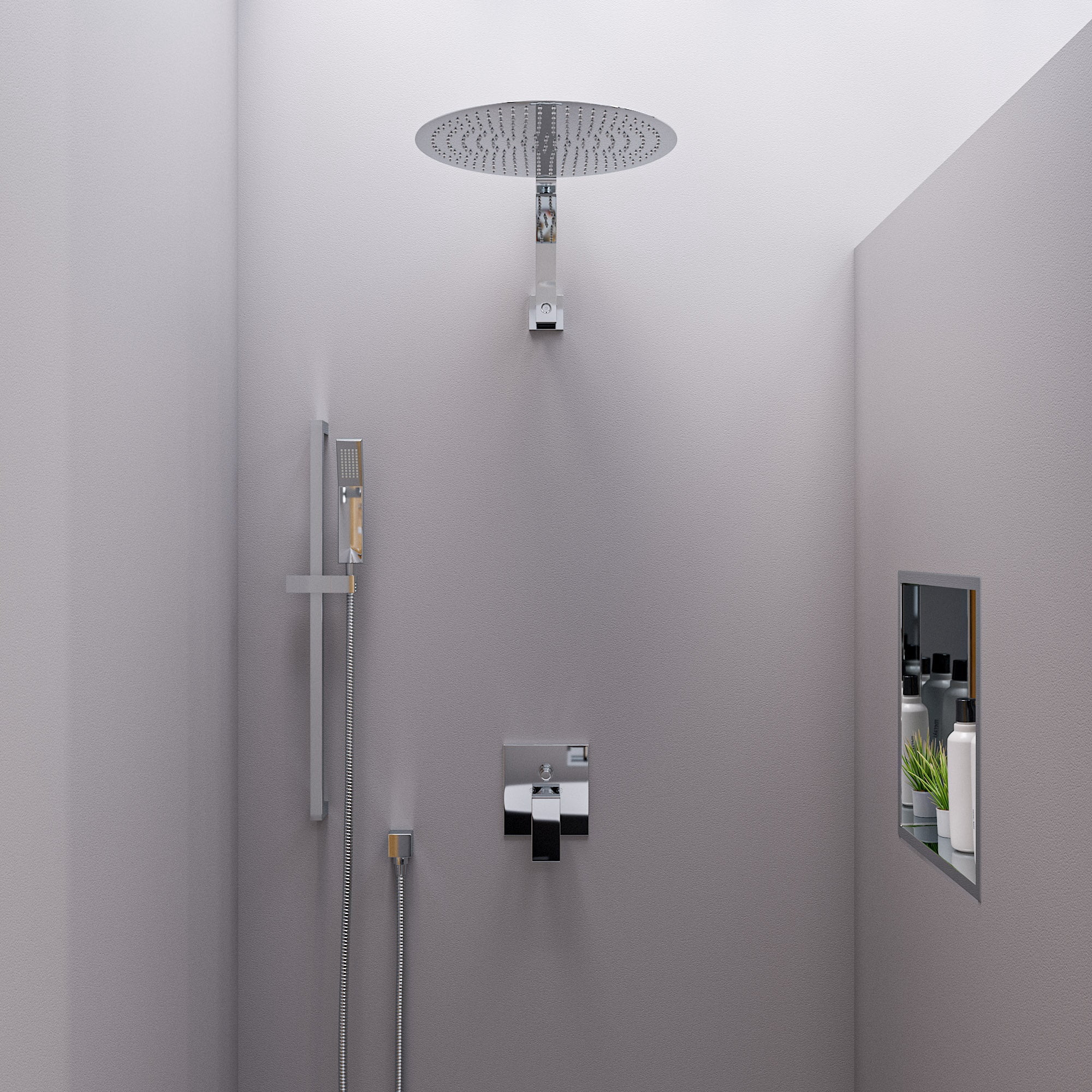 ALFI brand RAIN16R-PSS Solid Polished Stainless Steel 16" Round Ultra Thin Rain Shower Head