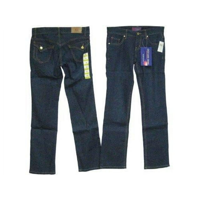 Ladies Sizes 1/3/5/7/9/11/13/15, Denim Jeans, Low Rise, 5 Pockets, Straight Leg Cut. * 2 Units Pack. Assorted Indigo Denim+Black Denim *