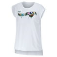 thumbnail image 2 of Women's WEAR by Erin Andrews White Minnesota Wild Greetings From Muscle T-Shirt, 2 of 3
