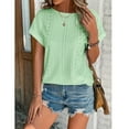 thumbnail image 4 of aidice Tops for Women Eyelet Round Neck Short Sleeve Loose Shirts Comfy Casual Solid Color Summer T Shirts, 4 of 6