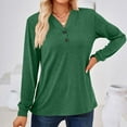 thumbnail image 6 of Annhoo Womens Long Sleeve Shirts Loose V Neck Button Front Tops Fall Casual Comfy Solid Color Blouse Tees, 6 of 9