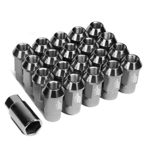 J2 Engineering LN-T7-008-15-SL J2 Engineering 7075 -T6 Forged Aluminum M12X1.5 20Pcs 44mm Height Open -End Lug Nut Set w / Socket Adapter (Silver)