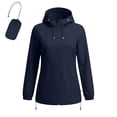 thumbnail image 6 of AherBiu Rain Jacket Women Packable Raincoats Long Sleeve Zip-Up Hooded Lightweight Softshell Jacket(Small,Navy), 6 of 6