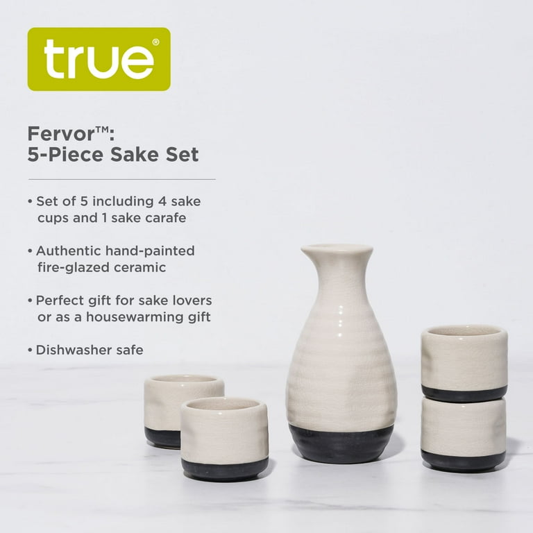 True Fervor Ceramic Sake Set, 3.5oz Saki Cups and 8oz Sake Bottle