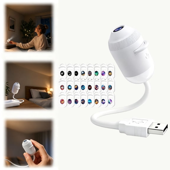 Portable USB Galaxy Star Projector Night Light, Touch Control Plug and Play Mini Projector with 360 Degree Rotating Design, Flexible Gooseneck Wall Ceiling Decor for Bedroom Car