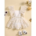 thumbnail image 3 of Suealasg Newborn Girls Rompers Dress Lace Embroidered Fly Sleeve Layered Skirt Hem Bodysuits Baby Girls Summer Clothes, 3 of 9