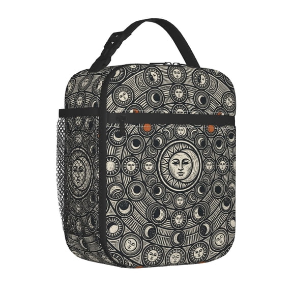 Sun And Moon Lunch Box, High-Quality Cosmic Theme Insulated Bag, Reusable Heavy-Duty Thermal Bento Pack, Daily Commute Food Box For Office Work