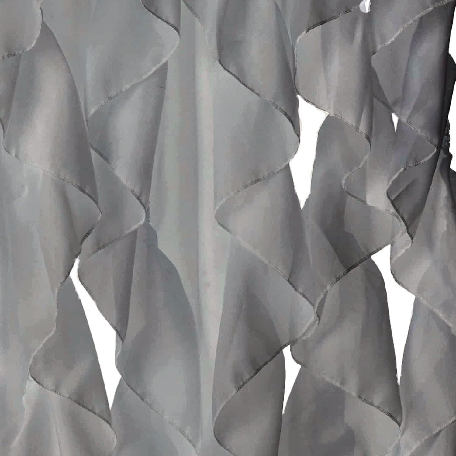 2 Piece Rod Pocket Sheer Voile Vertical Ruffled Waterfall Window Curtain Panels Set (84" Long, Gray)