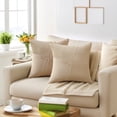 thumbnail image 2 of REGALWOVEN Corduroy Throw Pillow Covers Set of 2 Solid Stripe Decorative Cushion Cases for Sofa Couch Bedroom Home Decor Khaki 18" x 18", 2 of 6