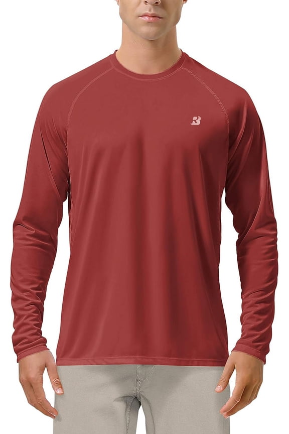 Mens UPF 50+ UV Sun Protection Shirts Outdoor Long Sleeve SPF Rash Guard for Fishing Hiking Swimming Running