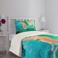 thumbnail image 3 of Ambesonne Ocean Quilted Bedspread Set 2 Pcs, Mermaid Tail Waves Sea, Twin Size, Blue Green, 3 of 5